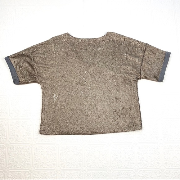 Anthropologie Doletta Bronze Sequined Top SZ S - Picture 5 of 7
